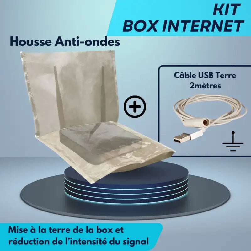 Kit housse anti-ondes pour box internet avec câble usb de mise à la terre par inalterra.fr
