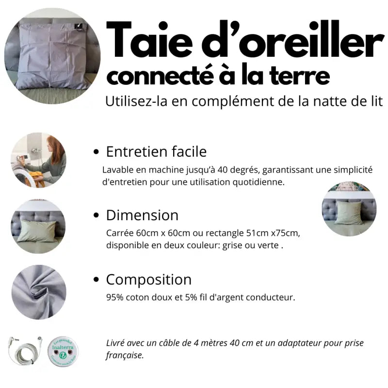 La taie d’oreiller coton de mise à la terre par inalterra.fr