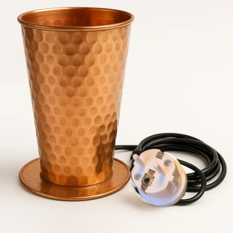 Verre en cuivre ’eau connectée à la terre’ par inalterra.fr