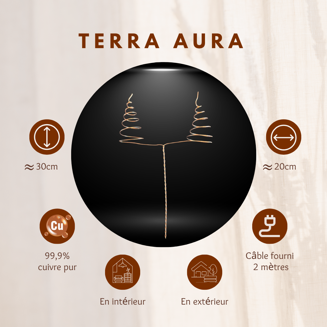 Terra Aura, double antenne de captation en cuivre pur
