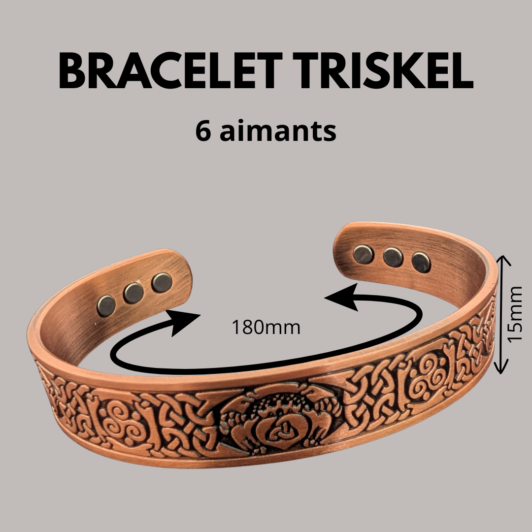 Bracelet en cuivre triskel 6 aimants magnétothérapie
