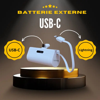 Batterie externe de poche pour iphone et usb-c par inalterra.fr