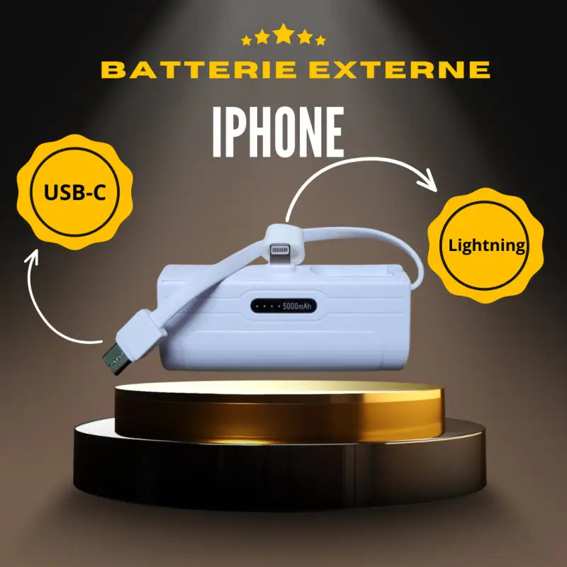 Batterie externe de poche pour iphone et usb-c par inalterra.fr