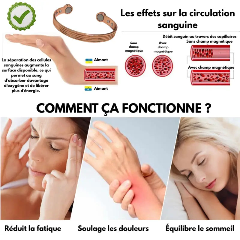 Bracelet anneau en cuivre de magnétothérapie avec aimants par inalterra.fr