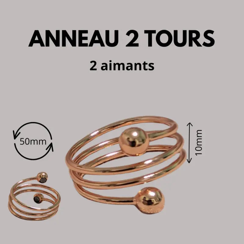 Bracelet anneau en cuivre de magnétothérapie avec aimants anneau 2 tours par inalterra.fr