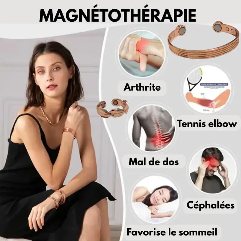 Bracelet anneau en cuivre de magnétothérapie avec aimants par inalterra.fr