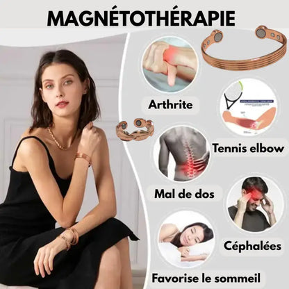 Bracelet anneau en cuivre de magnétothérapie avec aimants par inalterra.fr