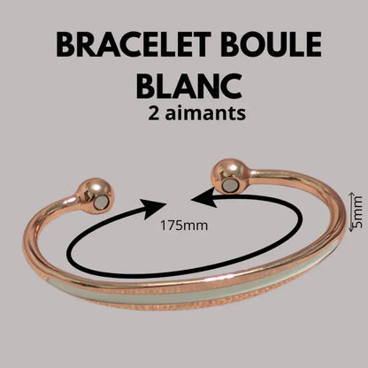 Bracelet anneau en cuivre de magnétothérapie avec aimants boule blanc par inalterra.fr