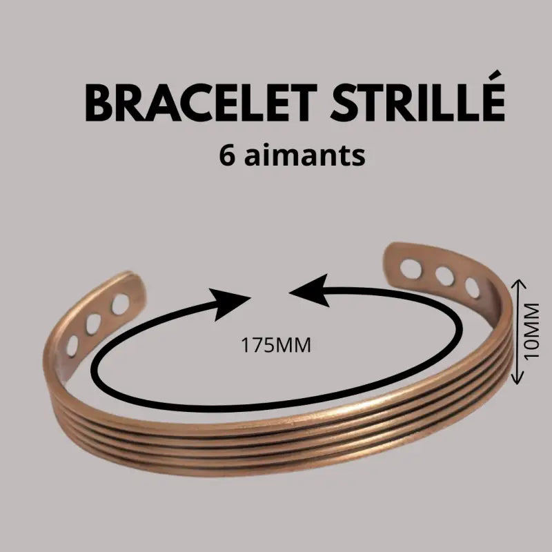 Bracelet anneau en cuivre de magnétothérapie avec aimants bravelet strillé par inalterra.fr
