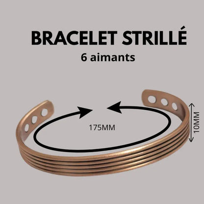 Bracelet anneau en cuivre de magnétothérapie avec aimants bravelet strillé par inalterra.fr