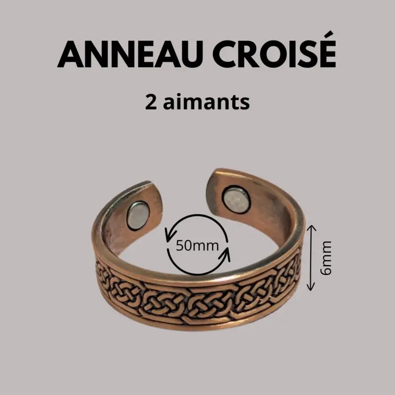 Bracelet anneau en cuivre de magnétothérapie avec aimants anneau croisé par inalterra.fr