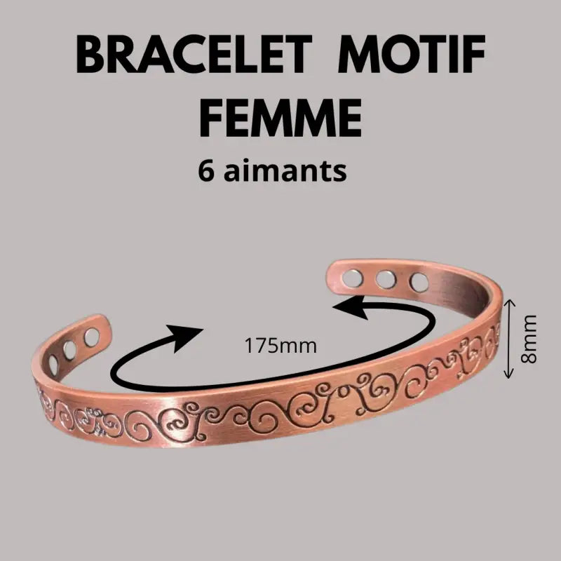 Bracelet anneau en cuivre de magnétothérapie avec aimants motif femme par inalterra.fr