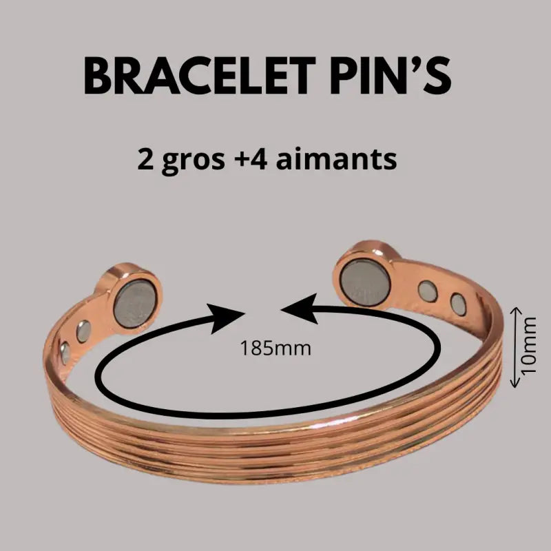 Bracelet anneau en cuivre de magnétothérapie avec aimants pin’s par inalterra.fr