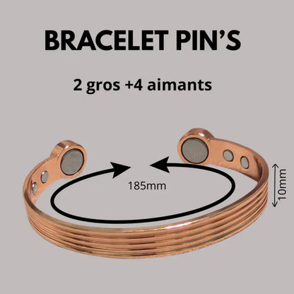 Bracelet anneau en cuivre de magnétothérapie avec aimants pin’s par inalterra.fr