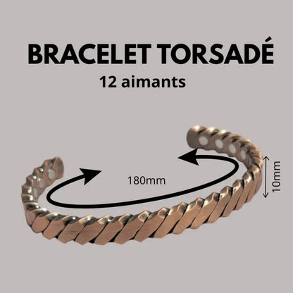 Bracelet anneau en cuivre de magnétothérapie avec aimants torsadé par inalterra.fr