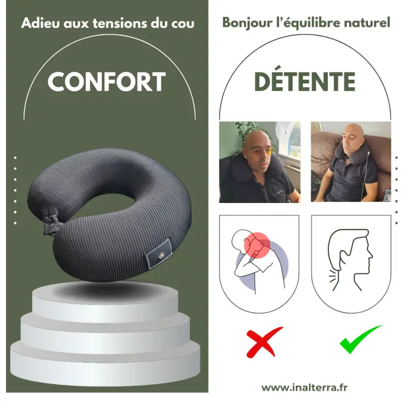 Coussin pour cervicales à mémoire de forme avec mise la terre par inalterra.fr