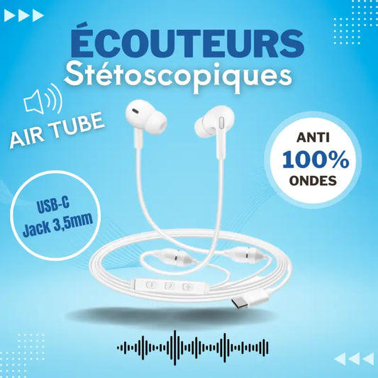 Ecouteurs stétoscopiques air communication type-c/jack par inalterra.fr