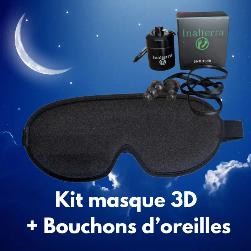 Kit masque de nuit 3d + bouchons d’oreilles ergonomiques par inalterra.fr