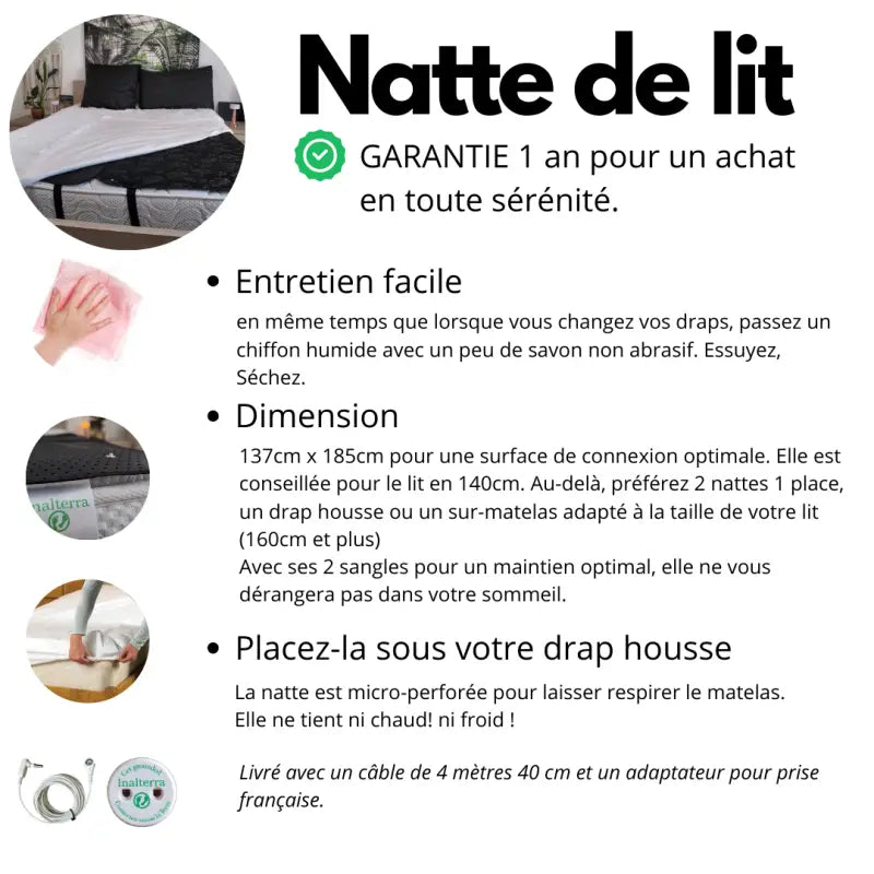 La natte de lit mise à la terre 2 personnes ’terreconnect’ par inalterra.fr