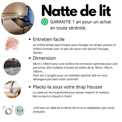 La natte de lit mise à la terre une personne ’terreconnect’ par inalterra.fr