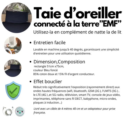 La taie d’oreiller de mise à la terre ’emf’ par inalterra.fr