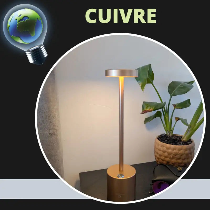 Lampe de chevet tactile rechargeable cuivre par inalterra.fr