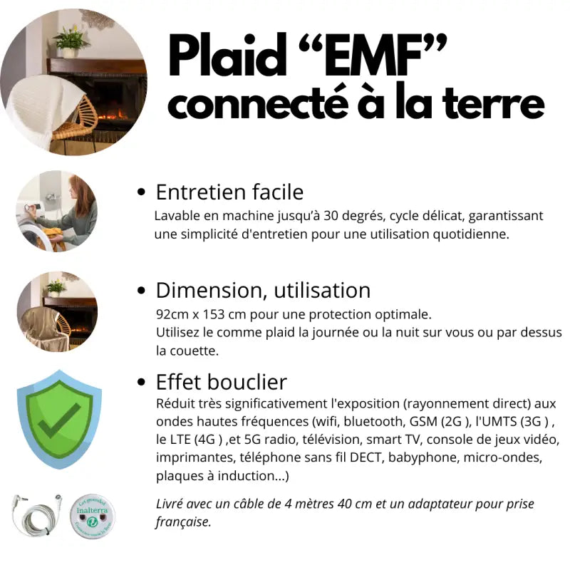 Le plaid anti-ondes hautes fréquence et mise à la terre ’emf’ par inalterra.fr