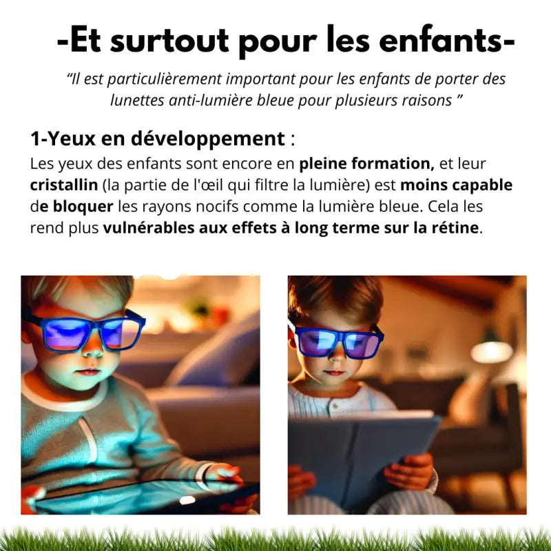 Lunettes enfant de protection anti-lumière bleue verre jaune enfant par inalterra.fr