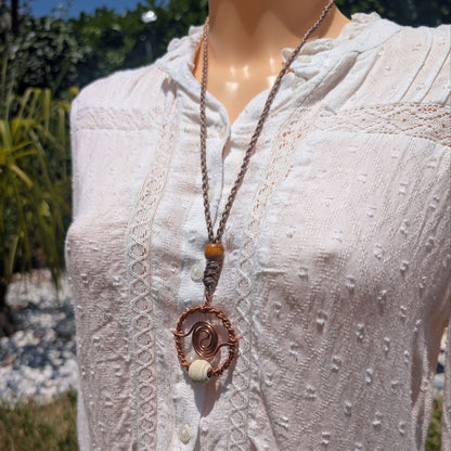 pendentif cuivre artisanale 144hz geometrie sacree