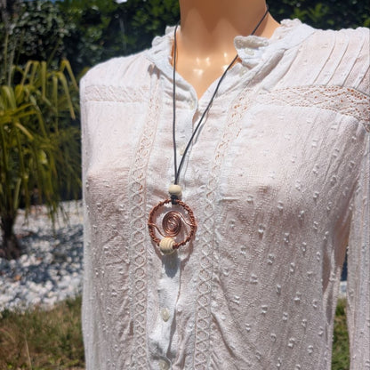 pendentif cuivre artisanale 144hz geometrie sacree