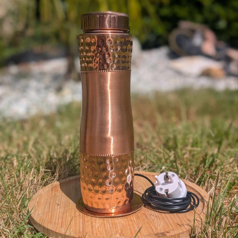 plateau dessous de verre en cuivre pour connexion à la terre gourde, carafe, verre en cuivre ayurveda