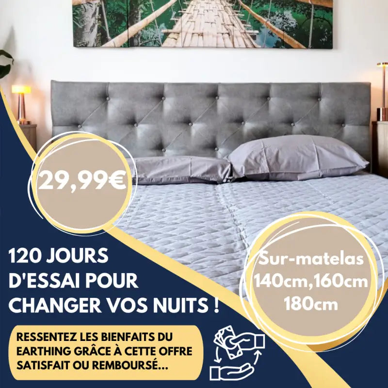 Testez la connexion à terre pendant 120 jours! Sur-matelas 140cm/160cm/180cm par inalterra.fr