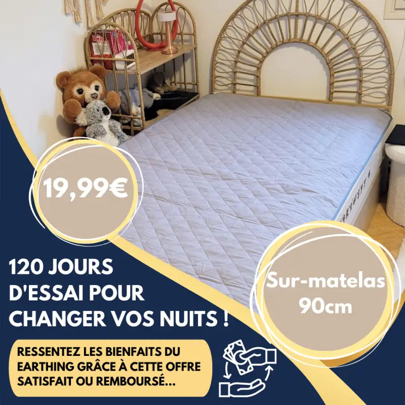 Testez la connexion à terre pendant 120 jours! Sur-matelas 90cm par inalterra.fr