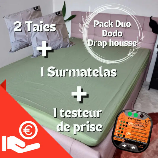 Xpack duo dodo 1 drap housse + 2 taies coton+ testeur de prise par inalterra.fr